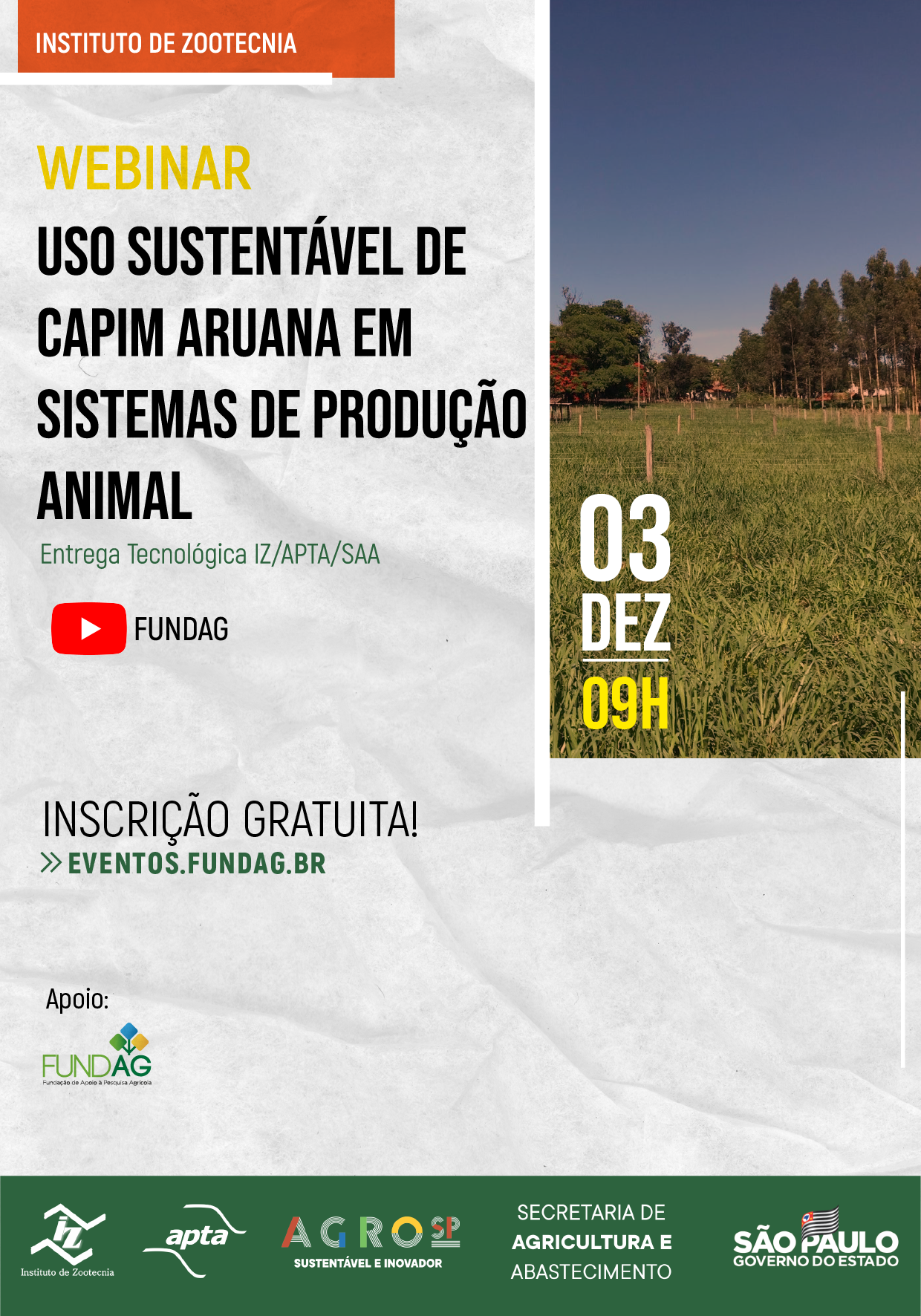 Webinar: Uso Sustentável de Capim Aruana em Sistemas de Produção Animal
