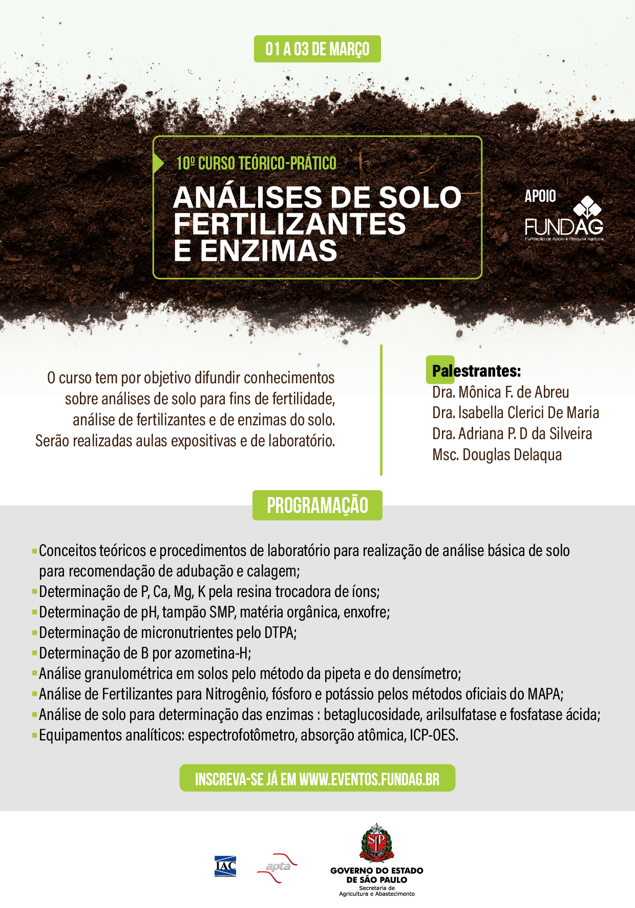 10º Curso teórico-prático em análises de solo, fertilizantes e enzimas